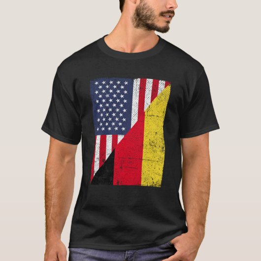 Half VS vlag half Duitsland vlag Amerikaans Duits T-shirt (Voorkant)