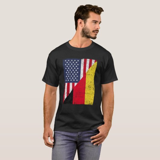 Half VS vlag half Duitsland vlag Amerikaans Duits T-shirt (Voorkant volledig)