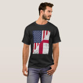 Half VS vlag Half Engeland vlag Amerikaans Engels T-shirt (Voorkant volledig)