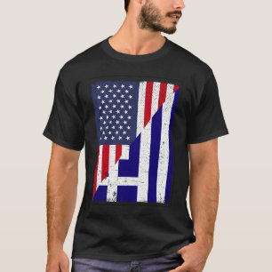 Half VS vlag Half Griekenland vlag Amerikaans Grie T-shirt