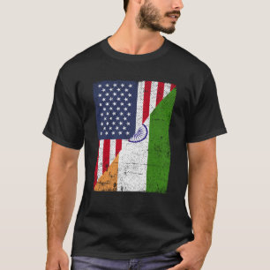 Half VS-vlag Half India vlag Amerikaanse Indiaan T-shirt