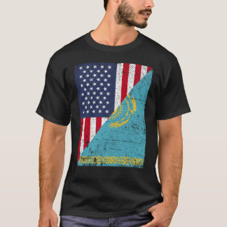 Half VS vlag half Kazachstan vlag Amerikaanse Kasa T-shirt