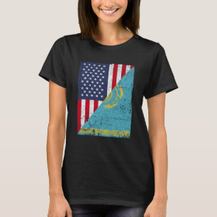 Half VS vlag half Kazachstan vlag Amerikaanse Kasa T-shirt