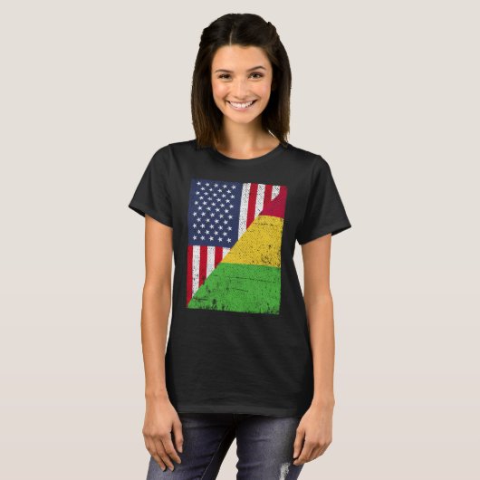 Half VS vlag Half Mali vlag Amerikaans Malan T-shirt (Voorkant volledig)
