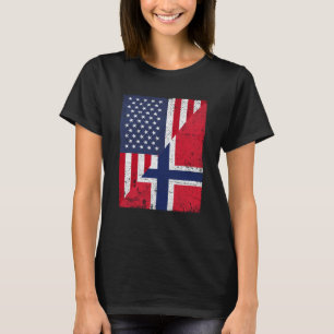 Half VS vlag Half Noorwegen vlag Amerikaans T-shirt