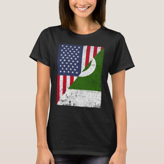 Half VS vlag half Pakistan vlag Amerikaans Pakista T-shirt (Voorkant)