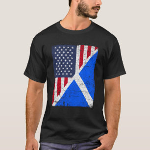 Half VS-vlag half Schotland vlag Amerikaans Schots T-shirt