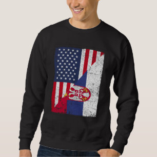 Half VS-vlag Half Servië-vlag Amerikaans Servisch Trui