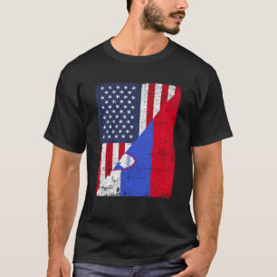 Half VS vlag Half Slovenië vlag Amerikaanse Sloven T-shirt