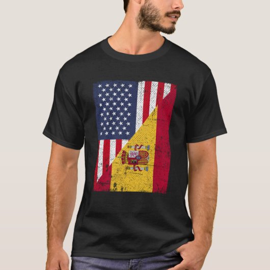 Half VS vlag Half Spanje vlag Spaans T-shirt (Voorkant)