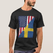 Half VS vlag half Zweden vlag Amerikaanse vlag Zwe T-shirt (Voorkant)
