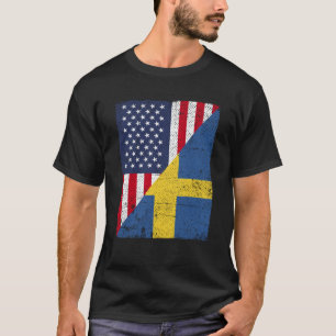Half VS vlag half Zweden vlag Amerikaanse vlag Zwe T-shirt