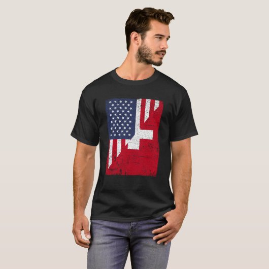 Half VS vlag Half Zwitserland vlag Amerikaans Zwit T-shirt (Voorkant volledig)