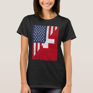 Half VS-vlag Half Zwitserland vlag Amerikaanse Zwi T-shirt