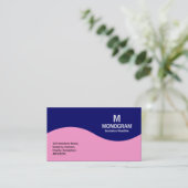 Half Wave Monogram - Roze met Donkerblauw Visitekaartje (Staand voorkant)
