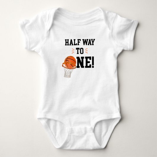 Half Way to One Basketbalshirt, Halftime, Baby Romper (Voorkant)