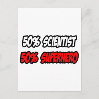 Half wetenschapper... half superheld briefkaart