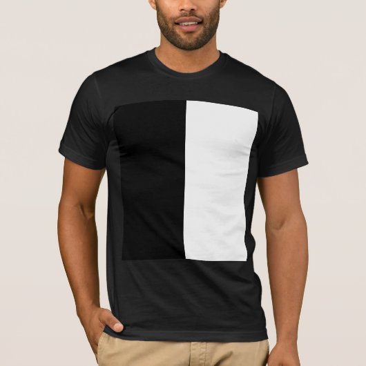 half wit half zwart, half zwart half wit t-shirt (Voorkant)