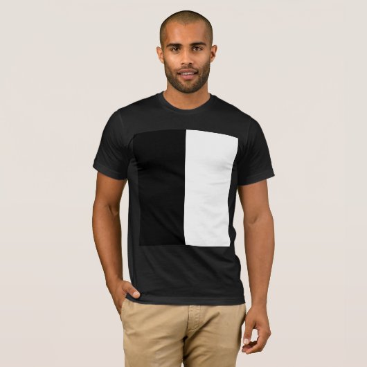 half wit half zwart, half zwart half wit t-shirt (Voorkant volledig)
