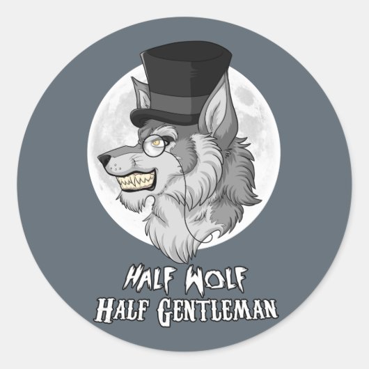 Half wolf half heer ronde sticker (Voorkant)