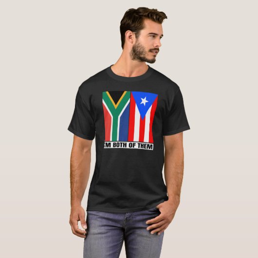 Half Zuid-Afrikaans en Puerto Ricaans erfgoed Zuid T-shirt (Voorkant volledig)