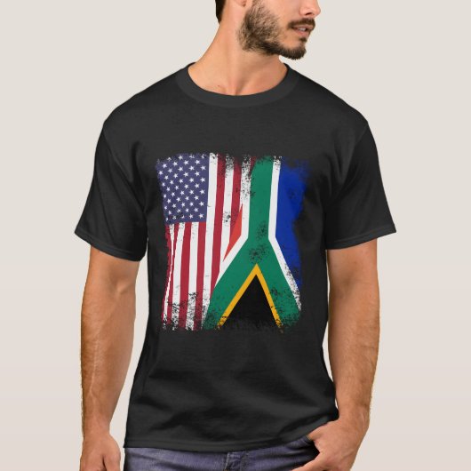 Half Zuid-Afrikaanse vlag VS T-shirt (Voorkant)