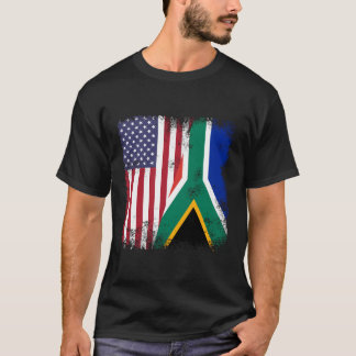 Half Zuid-Afrikaanse vlag VS T-shirt
