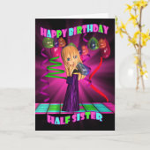 Half - zuster Gelukkige Verjaardag met Leuk weinig Kaart (Gele Bloem)