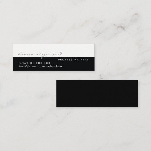 Half-zwart half-wit modern, professioneel elegant mini visitekaartje (Voorkant / Achterkant)