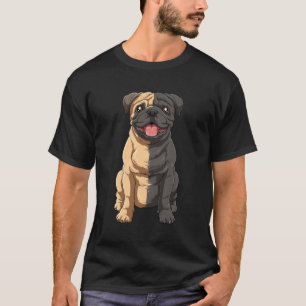 Half zwart pug half fawn pug zwart en wit pug t-shirt