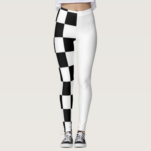 Half zwarte en witte leggingen leggings (Voorkant)