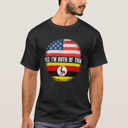 HalfAmerikaans Halegandese Vlag Uganda T-shirt (Voorkant)