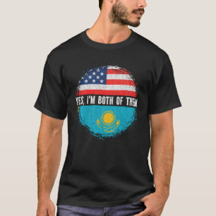 HalfAmerikaans half Kazachstan Vlag Kazachstan T-shirt