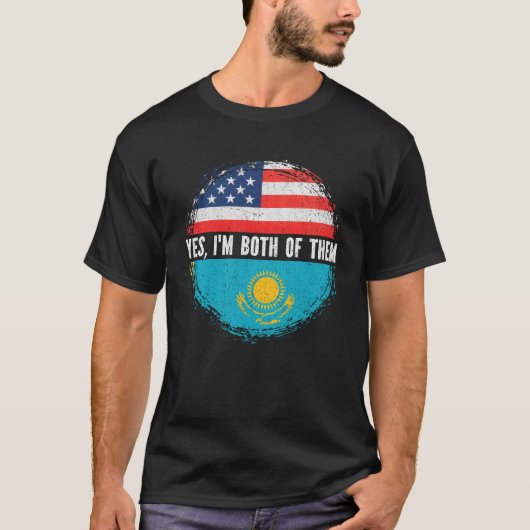 HalfAmerikaans half Kazachstan Vlag Kazachstan T-shirt (Voorkant)