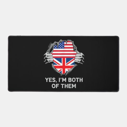 HalfAmerikaans HalfAmerikaans Engeland Vlag Mannen Bureaumat (Voorkant)