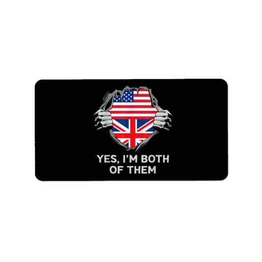 HalfAmerikaans HalfAmerikaans Engeland Vlag Mannen Etiket (Voorkant)