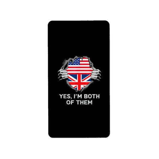 HalfAmerikaans HalfAmerikaans Engeland Vlag Mannen Etiket (Voorkant)