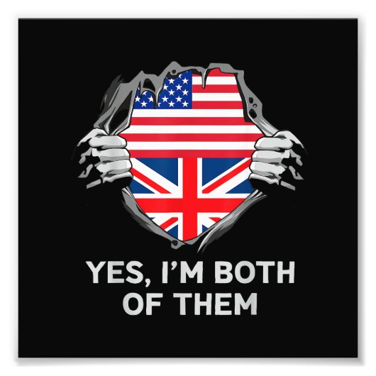 HalfAmerikaans HalfAmerikaans Engeland Vlag Mannen Foto Afdruk (Voorkant)