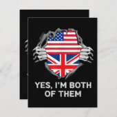 HalfAmerikaans HalfAmerikaans Engeland Vlag Mannen Informatiekaartje (Voorkant / Achterkant)