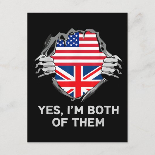 HalfAmerikaans HalfAmerikaans Engeland Vlag Mannen Informatiekaartje (Achterkant)