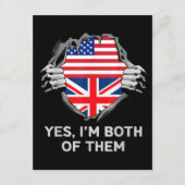 HalfAmerikaans HalfAmerikaans Engeland Vlag Mannen Informatiekaartje (Voorkant)