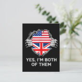 HalfAmerikaans HalfAmerikaans Engeland Vlag Mannen Informatiekaartje (Staand voorkant)