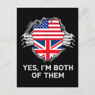 HalfAmerikaans HalfAmerikaans Engeland Vlag Mannen Informatiekaartje