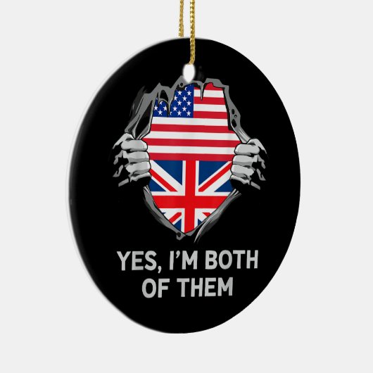 HalfAmerikaans HalfAmerikaans Engeland Vlag Mannen Keramisch Ornament (Rechts)