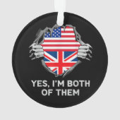 HalfAmerikaans HalfAmerikaans Engeland Vlag Mannen Ornament (achterkant)