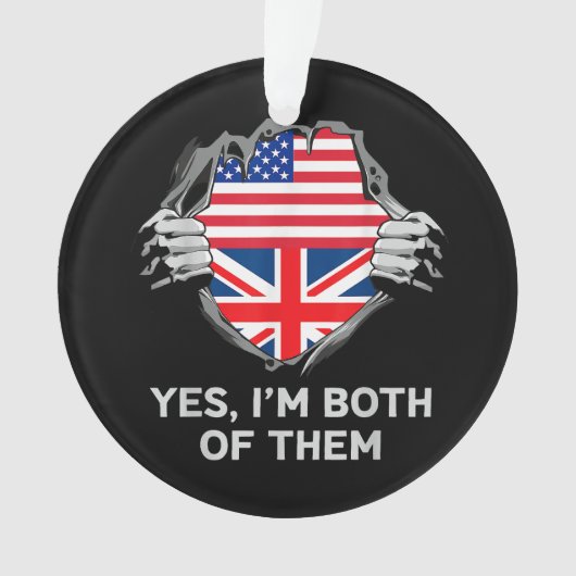 HalfAmerikaans HalfAmerikaans Engeland Vlag Mannen Ornament (voorkant)
