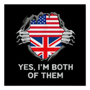HalfAmerikaans HalfAmerikaans Engeland Vlag Mannen Perfect Poster
