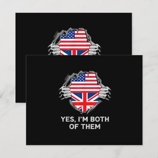 HalfAmerikaans HalfAmerikaans Engeland Vlag Mannen RSVP Kaartje (Voorkant / Achterkant)