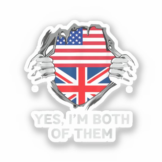 HalfAmerikaans HalfAmerikaans Engeland Vlag Mannen Sticker (Voorkant)