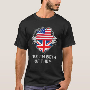 HalfAmerikaans HalfAmerikaans Engeland Vlag Mannen T-shirt
